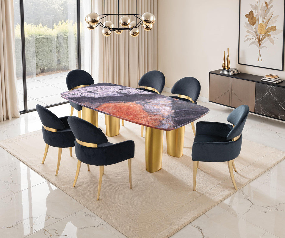 Northolt Black/Gray/Matte Gold 7 Pc. Dining Table Set - Ornate Home