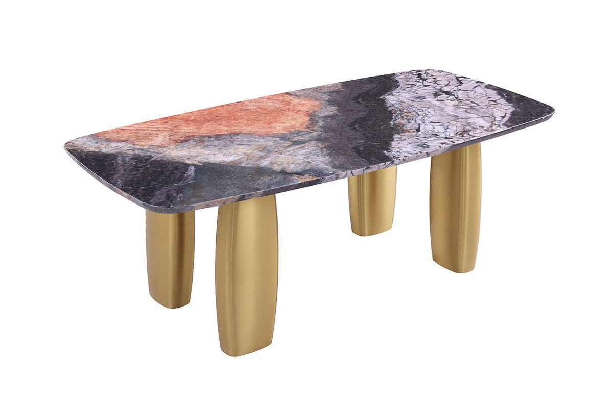 Northolt Black/Gray/Matte Gold Dining Table - Ornate Home