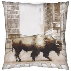 Northstreet Brown 18x18 Bison City Crossing Pillow Cover with Non-Allergen Filler (Set of 2) - Ornate Home