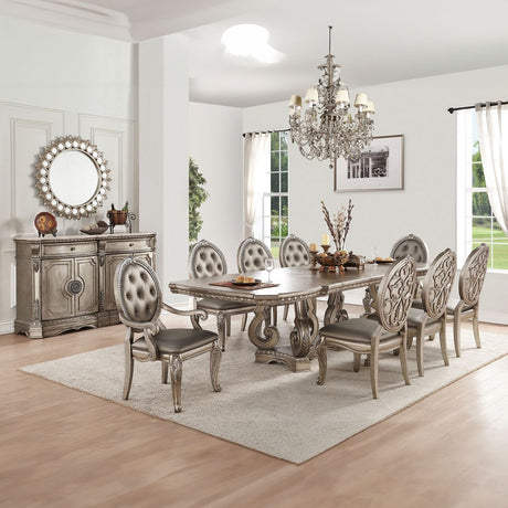 Northville Antique Silver & Marble Top Server - Ornate Home