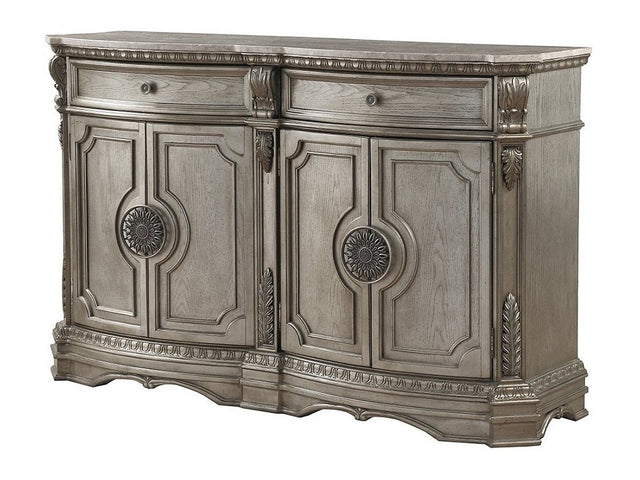 Northville Antique Silver & Marble Top Server - Ornate Home