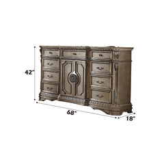 Northville Antique Silver & Wood Top Dresser - Ornate Home