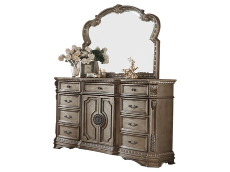 Northville Antique Silver & Wood Top Dresser - Ornate Home