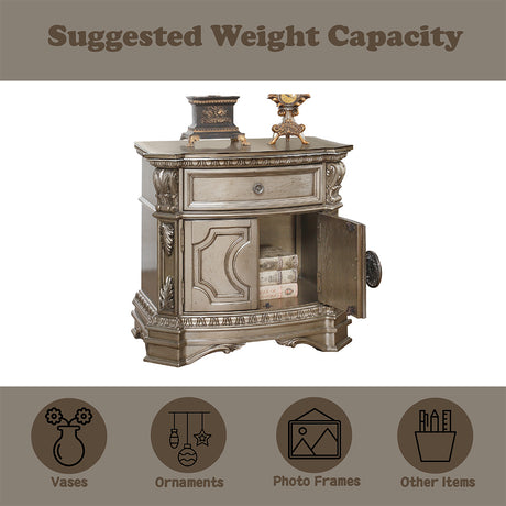 Northville Antique Silver & Wood Top Nightstand - Ornate Home