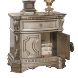 Northville Antique Silver & Wood Top Nightstand - Ornate Home