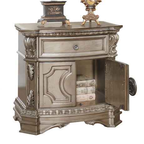 Northville Antique Silver & Wood Top Nightstand - Ornate Home