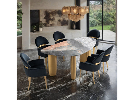 Northwich Black/Gray/Matte Gold 7 Pc. Dining Table Set - Ornate Home