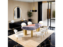 Northwich Black/Gray/Matte Gold/White 7 Pc. Dining Table Set - Ornate Home