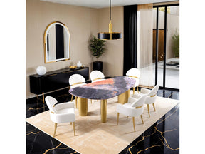 Northwich Black/Gray/Matte Gold/White 7 Pc. Dining Table Set - Ornate Home