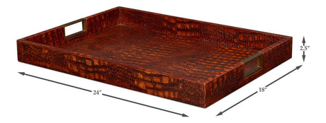 Norton Brown Leather Tray - Ornate Home