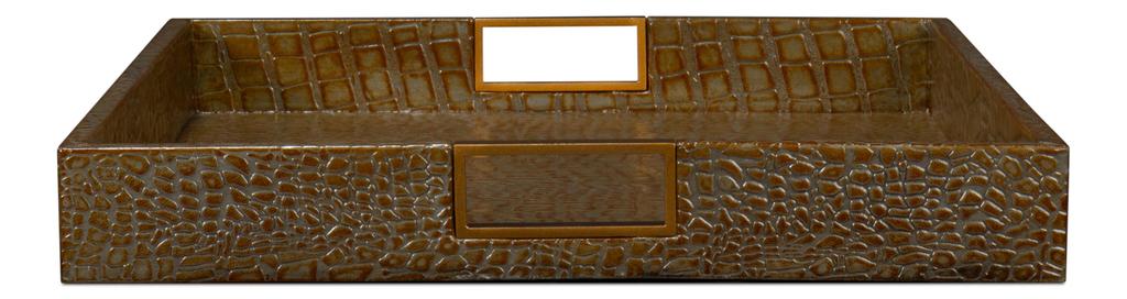 Norton Green Leather Tray - Ornate Home