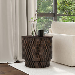 Norwood Bark Brown Round End Table - Ornate Home