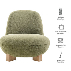 Norwood Moss Faux Mohair Bean Shaped Accent Chair - Ornate Home