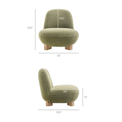 Norwood Moss Faux Mohair Bean Shaped Accent Chair - Ornate Home