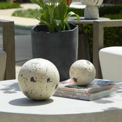 Nouveau Black/White Indoor-Outdoor Spheres (Set of 2) - Ornate Home