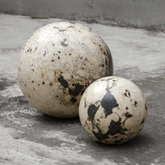 Nouveau Black/White Indoor-Outdoor Spheres (Set of 2) - Ornate Home