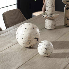 Nouveau Black/White Indoor-Outdoor Spheres (Set of 2) - Ornate Home