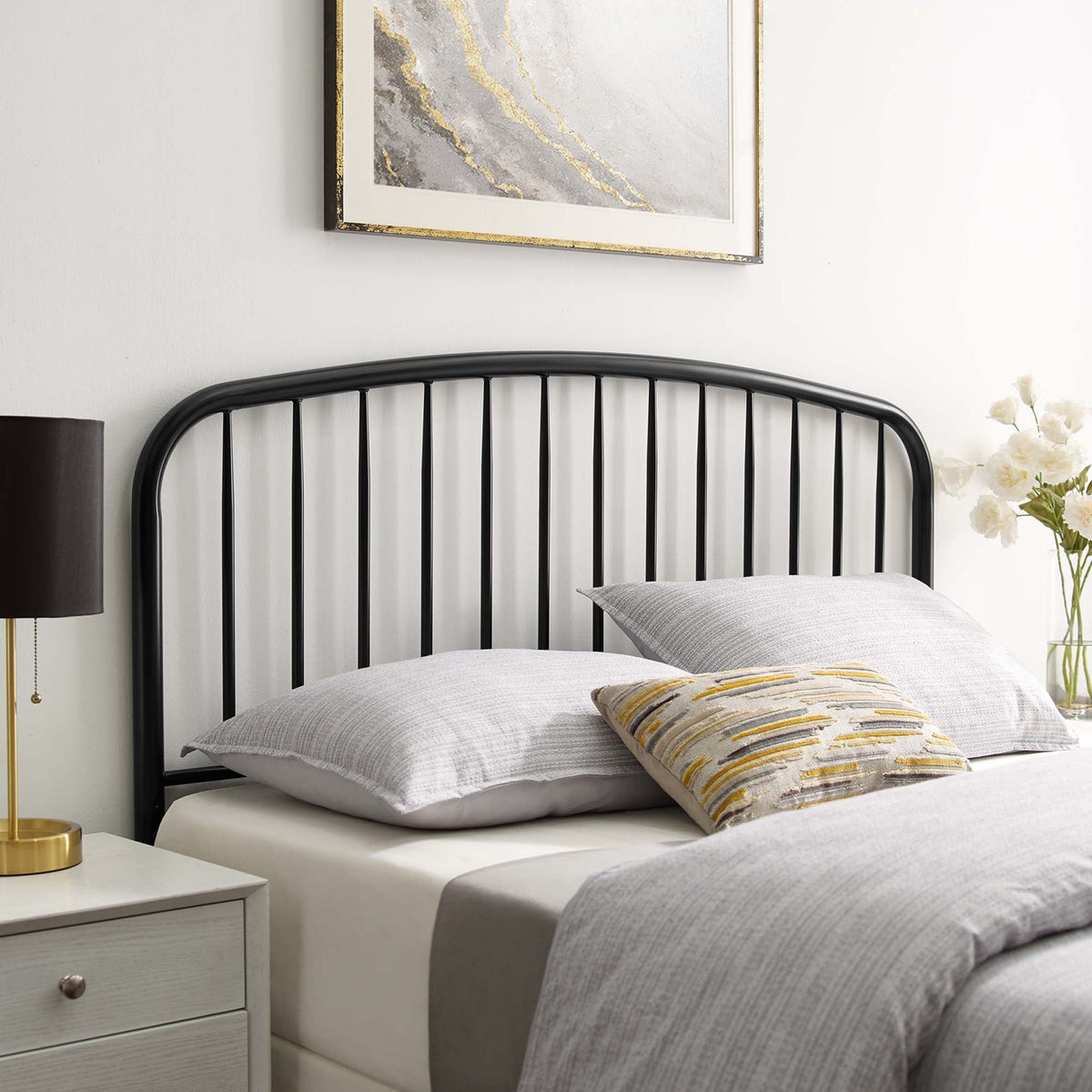 Nova Black Metal Queen Headboard - Ornate Home