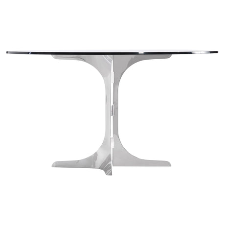Nova Clear/Polished Stainless Steel Dining Table - Ornate Home