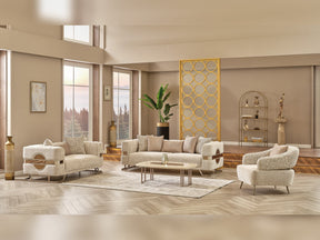Nova Cream 3-pieces (Sofa & Loveseat & Chair) Living Room Set - Ornate Home