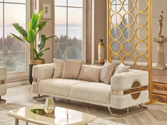 Nova Cream 3-pieces (Sofa & Loveseat & Chair) Living Room Set - Ornate Home