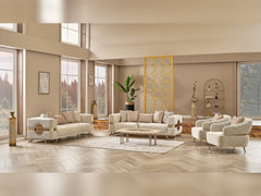 Nova Cream 3-pieces (Sofa & Loveseat & Chair) Living Room Set - Ornate Home