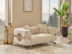 Nova Cream Stationary Loveseat - Ornate Home