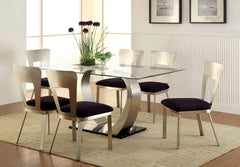 Nova Silver/Black 7 Pc. Dining Room Set - Ornate Home