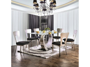 Nova Silver/Black 7 Pc. Dining Room Set - Ornate Home
