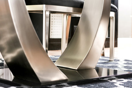 Nova Silver/Black 7 Pc. Dining Room Set - Ornate Home