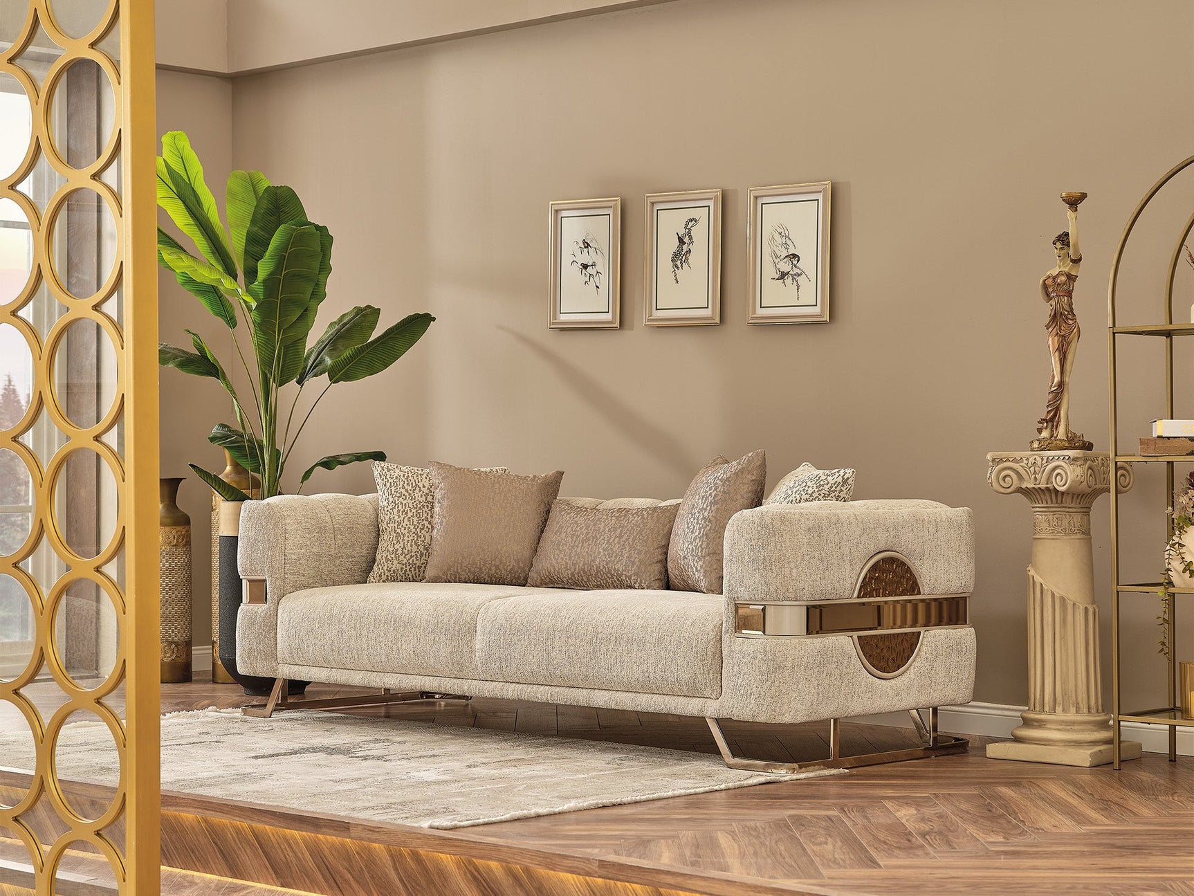 Nova Cream 3-pieces (Sofa & Loveseat & Chair) Living Room Set