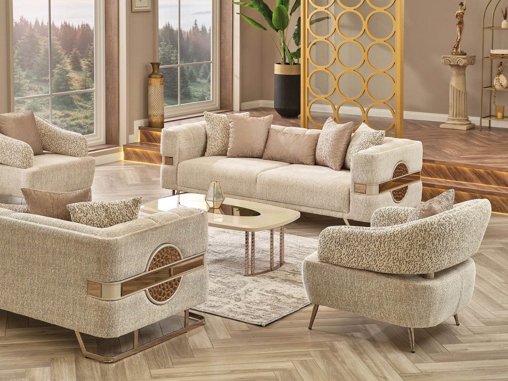 Nova Cream Stationary Loveseat