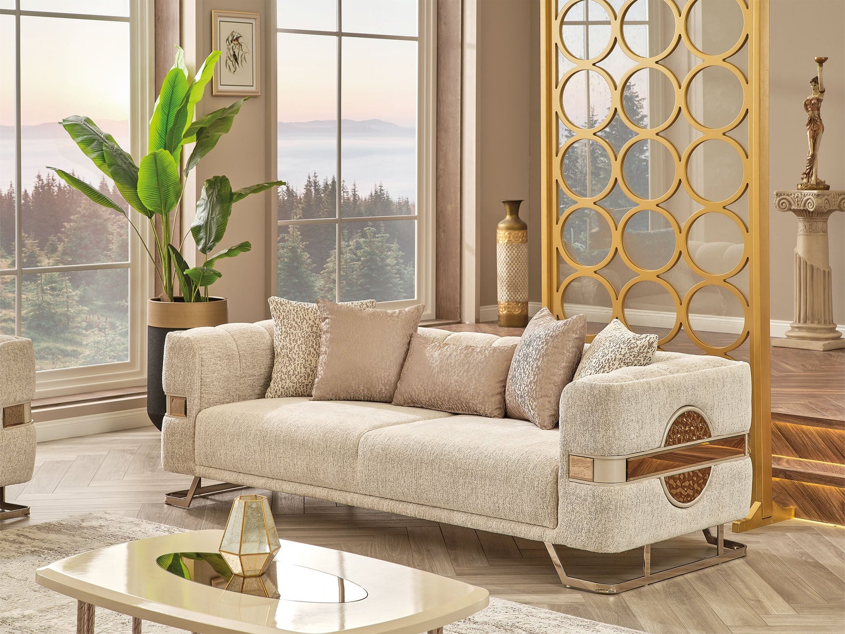 Nova Cream 3-pieces (Sofa & Loveseat & Chair) Living Room Set