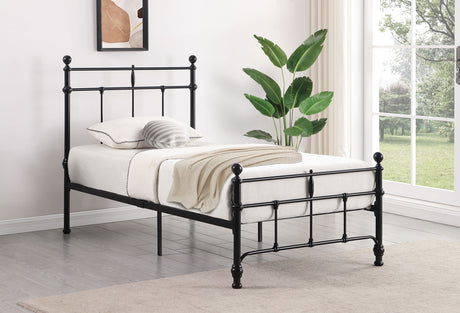 Novak Matte Black Twin Open Frame Bed - Ornate Home