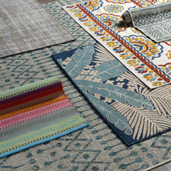 Novato Aqua All Over Pattern Performance Outdoor Rug - Ornate Home
