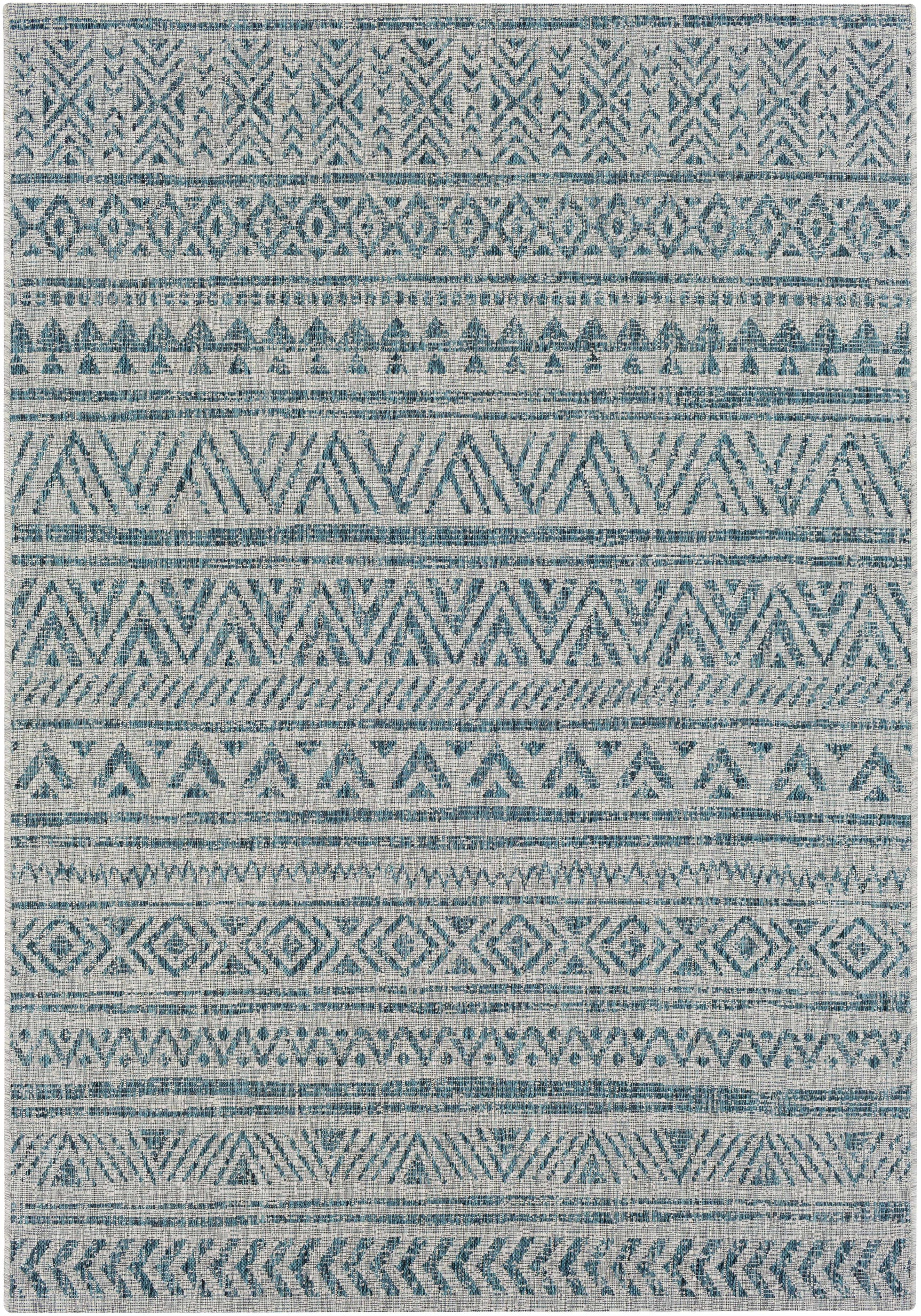 Novato Aqua All Over Pattern Performance Outdoor Rug - Ornate Home