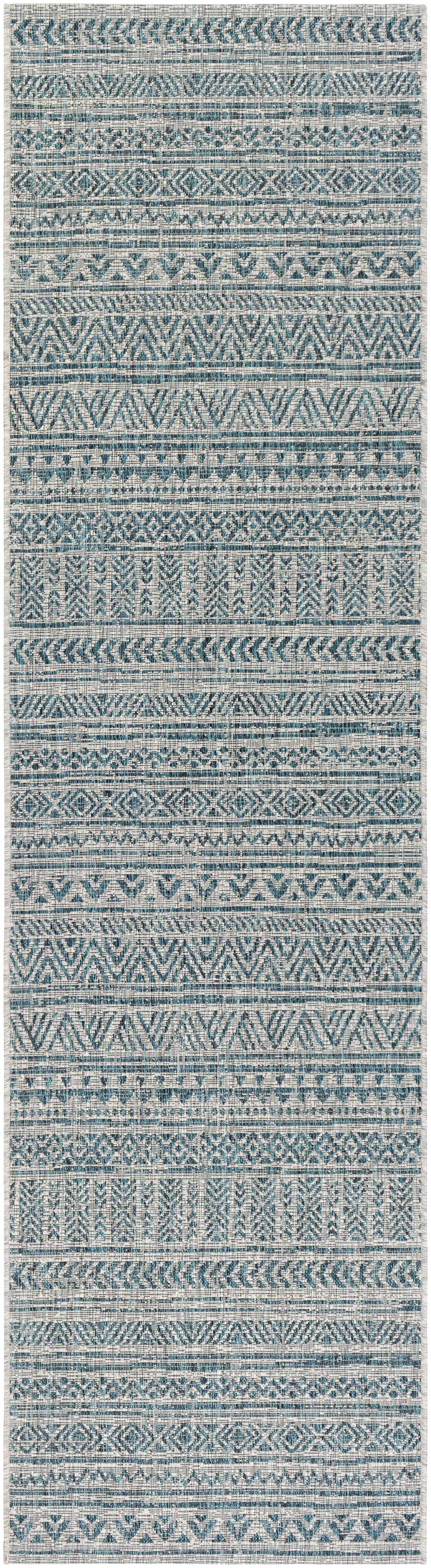 Novato Aqua All Over Pattern Performance Outdoor Rug - Ornate Home