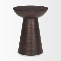 Novell Dark Brown Wood Pedestal Accent Table - Ornate Home