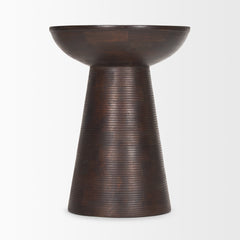 Novell Dark Brown Wood Pedestal Accent Table - Ornate Home
