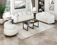 Novella White Boucle Swivel Chair - Ornate Home