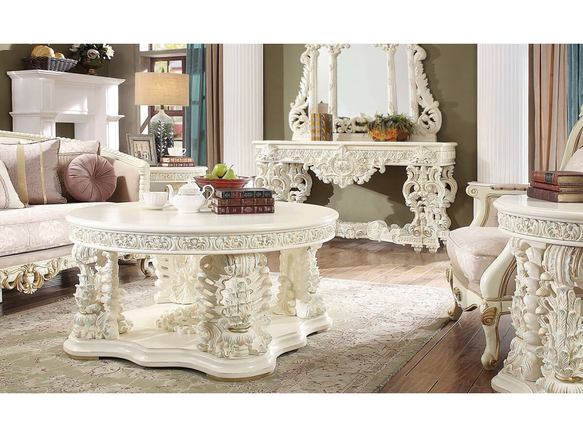Novella White Gloss 3pc Coffee Table Set  / HD-8089 - Ornate Home
