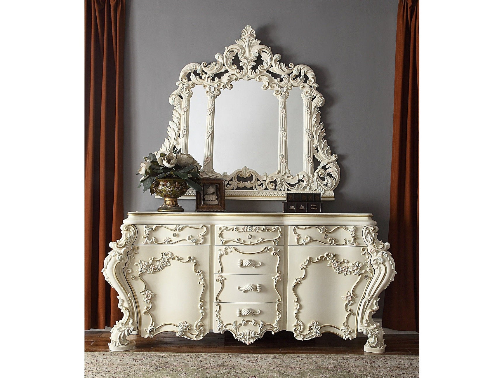 Novella White Gloss Dresser  / HD-8089 - Ornate Home