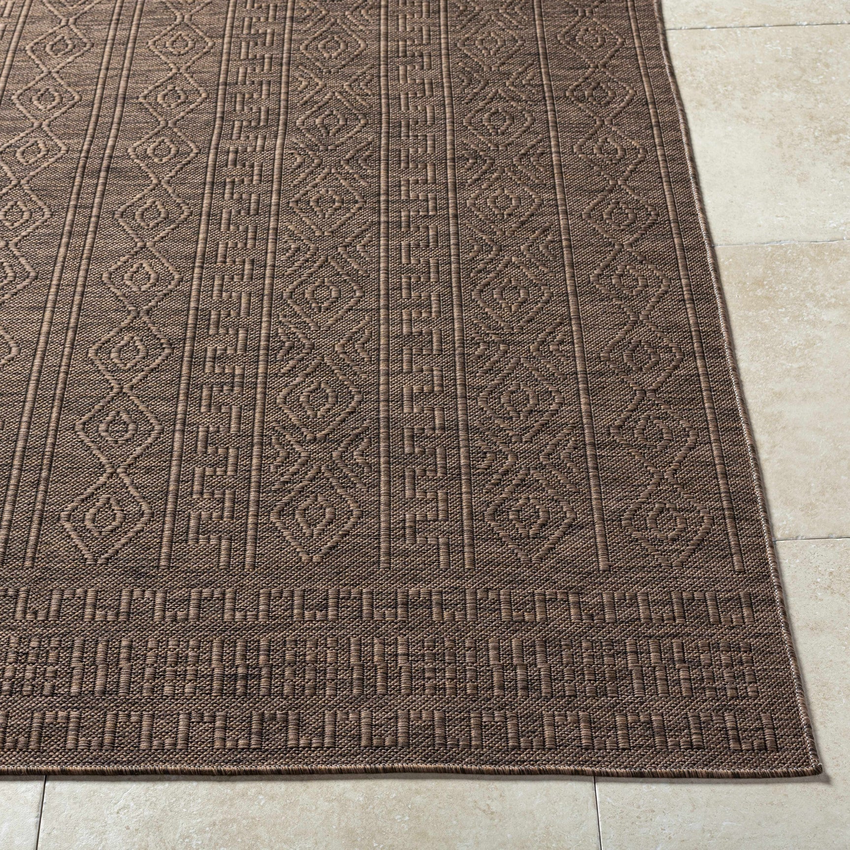 Nuela Dark Brown Outdoor Area Rug - Clearance - Ornate Home