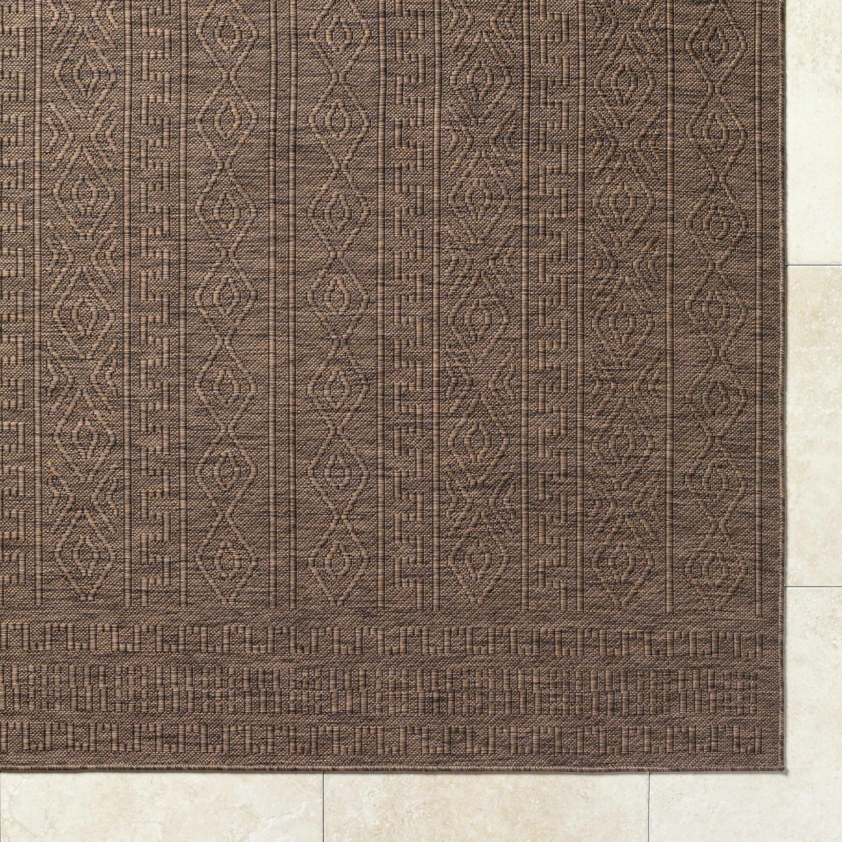 Nuela Dark Brown Outdoor Area Rug - Clearance - Ornate Home