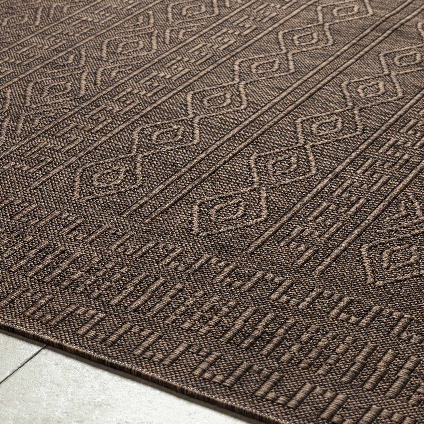 Nuela Dark Brown Outdoor Area Rug - Clearance - Ornate Home
