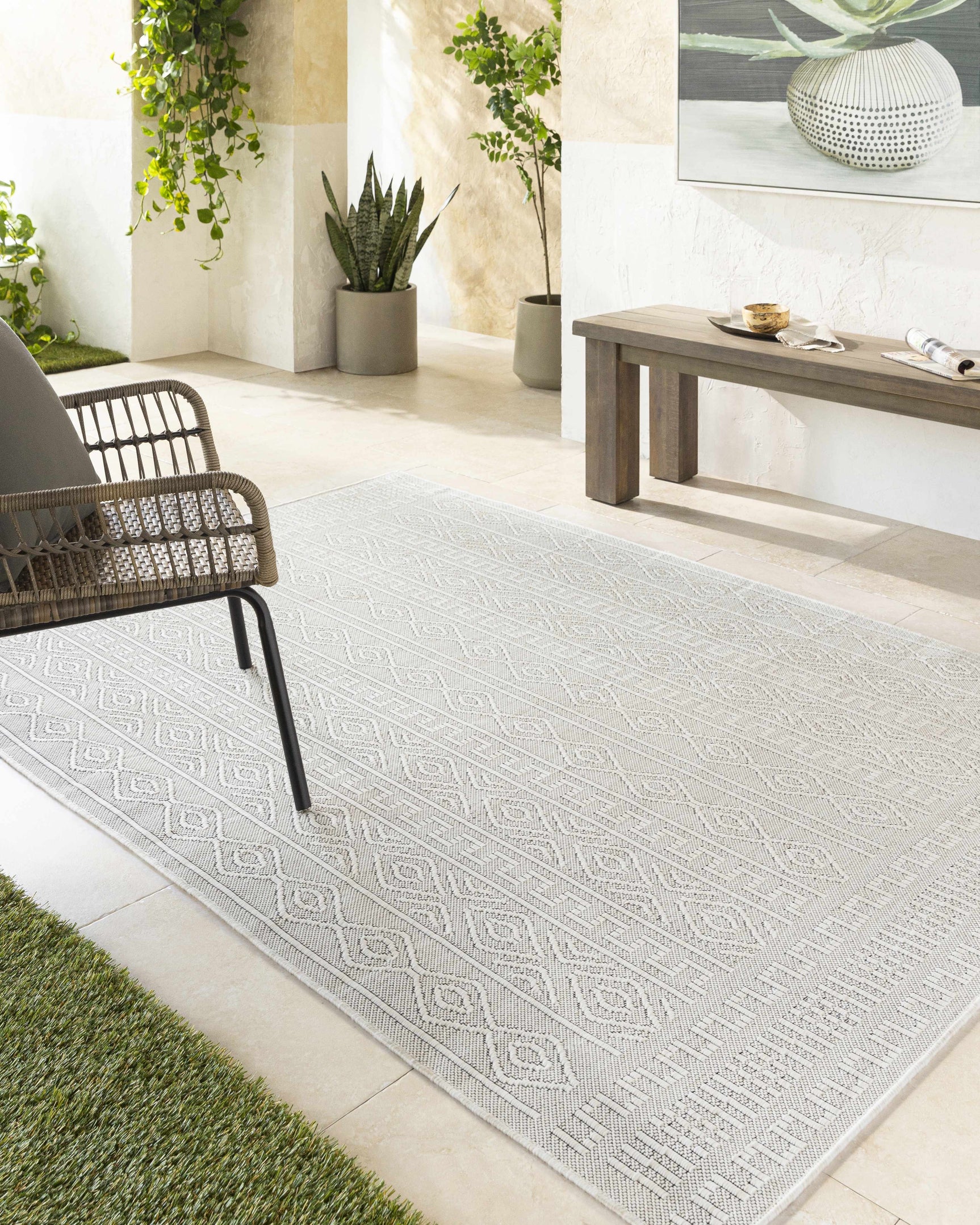 Nuela Light Gray Outdoor Area Rug - Clearance - Ornate Home