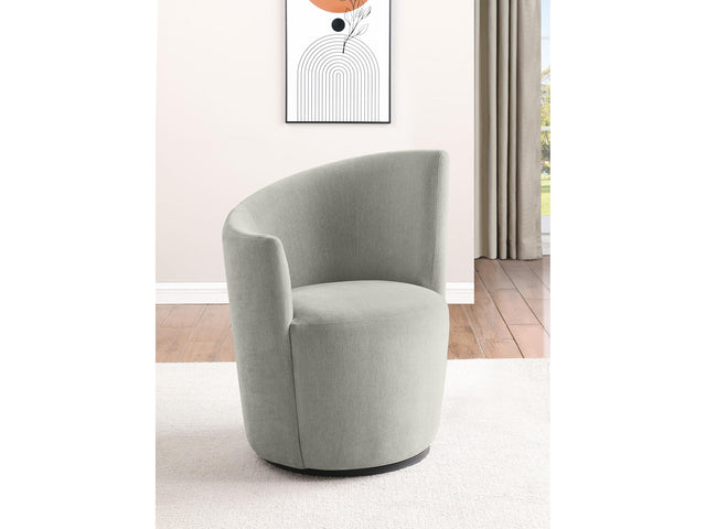 Nueva Dove Grey Upholstered Swivel Chair Curved Backrest - Ornate Home