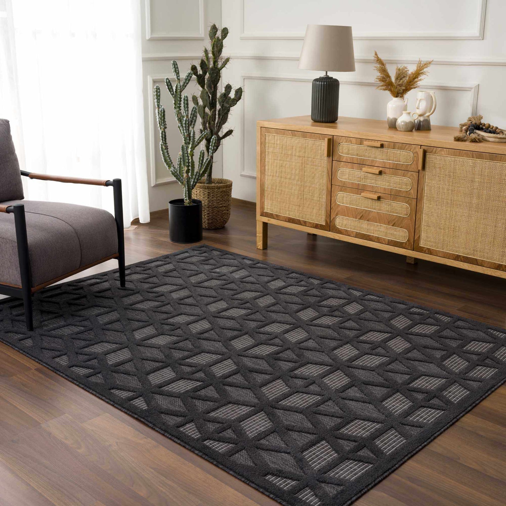 Nuri Black Outdoor Rug - Clearance - Ornate Home