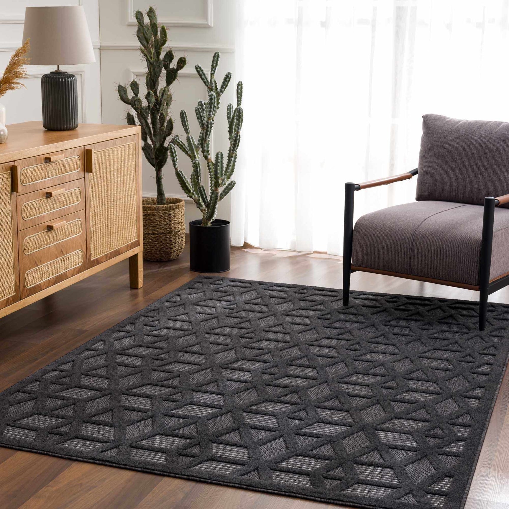 Nuri Black Outdoor Rug - Clearance - Ornate Home