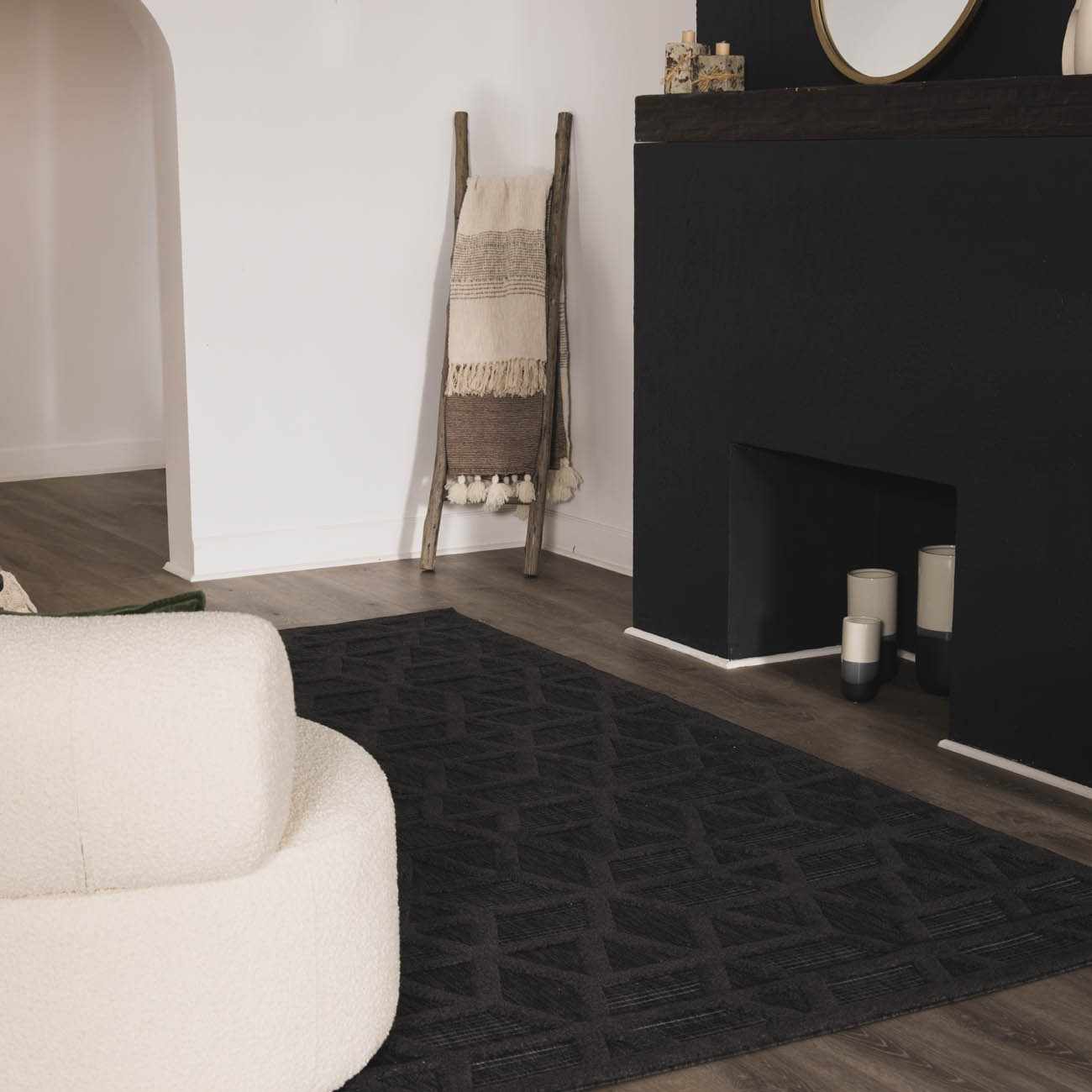 Nuri Black Outdoor Rug - Clearance - Ornate Home